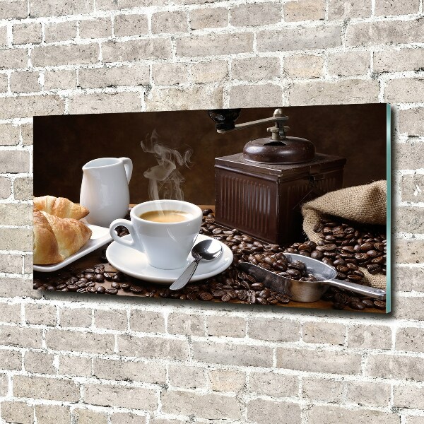 Foto glasbild Croissants und Kaffee