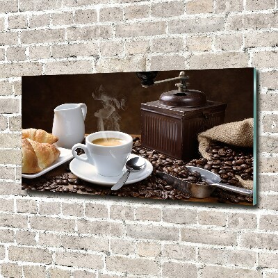 Foto glasbild Croissants und Kaffee