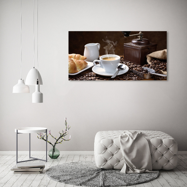 Foto glasbild Croissants und Kaffee