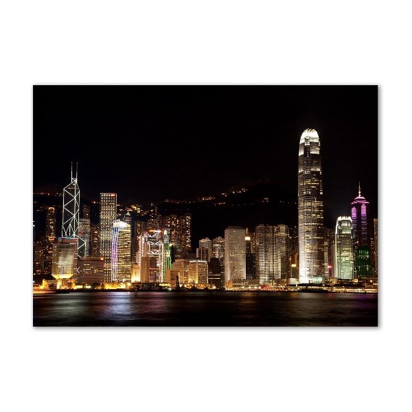 Foto glasbild Hongkong bei Nacht