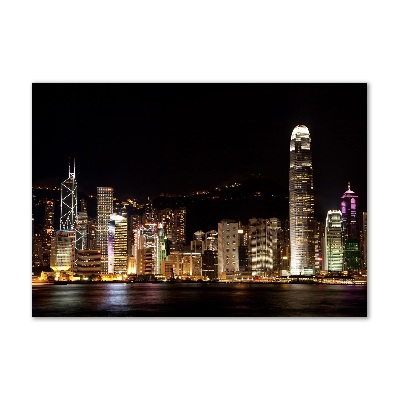 Foto glasbild Hongkong bei Nacht