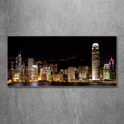 Foto glasbild Hongkong bei Nacht