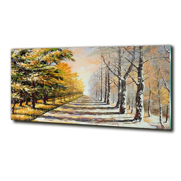 Glasbild Herbst vs. Winter