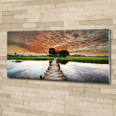 Glasbild Holzbrücke