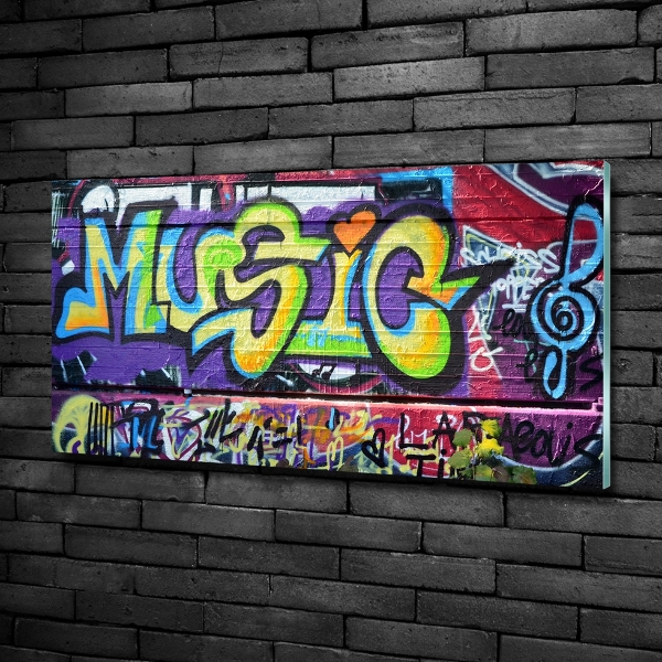 Glasbild Graffiti an der Wand