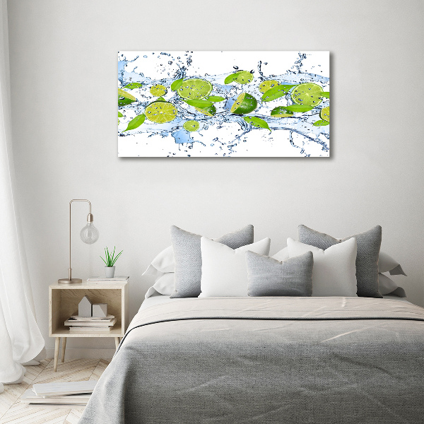 Bild auf glas Limetten und Wasser