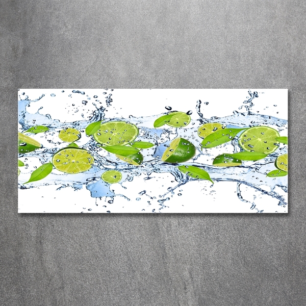 Bild auf glas Limetten und Wasser