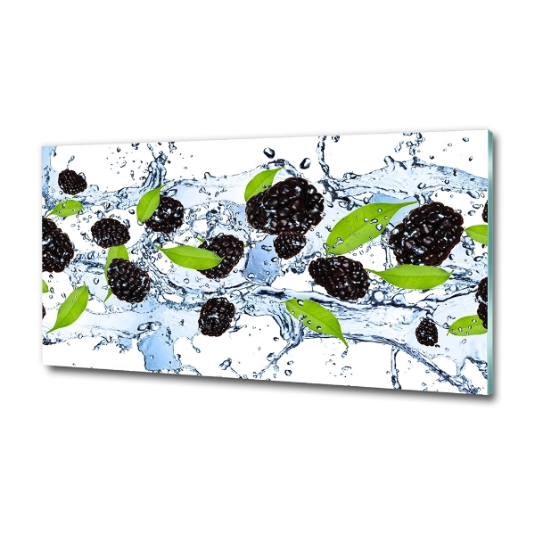 Glasbild Brombeeren und Wasser