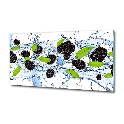 Glasbild Brombeeren und Wasser