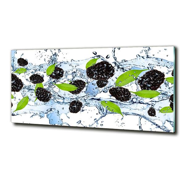Glasbild Brombeeren und Wasser