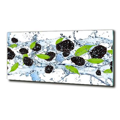 Glasbild Brombeeren und Wasser