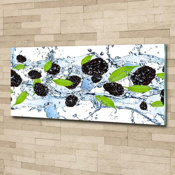 Glasbild Brombeeren und Wasser