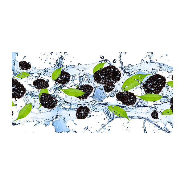Glasbild Brombeeren und Wasser