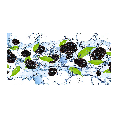 Glasbild Brombeeren und Wasser