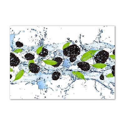 Glasbild Brombeeren und Wasser
