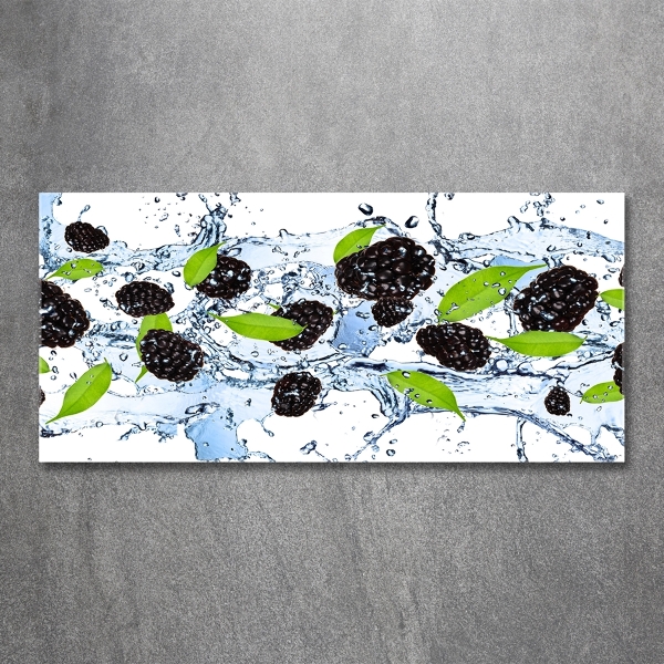 Glasbild Brombeeren und Wasser