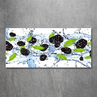 Glasbild Brombeeren und Wasser