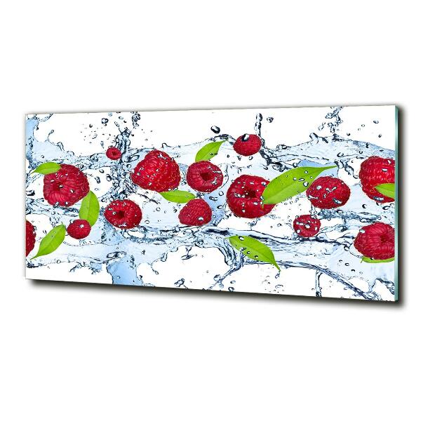 Foto glasbild Himbeeren und Wasser