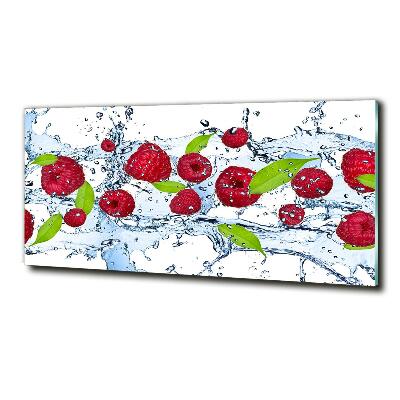 Foto glasbild Himbeeren und Wasser