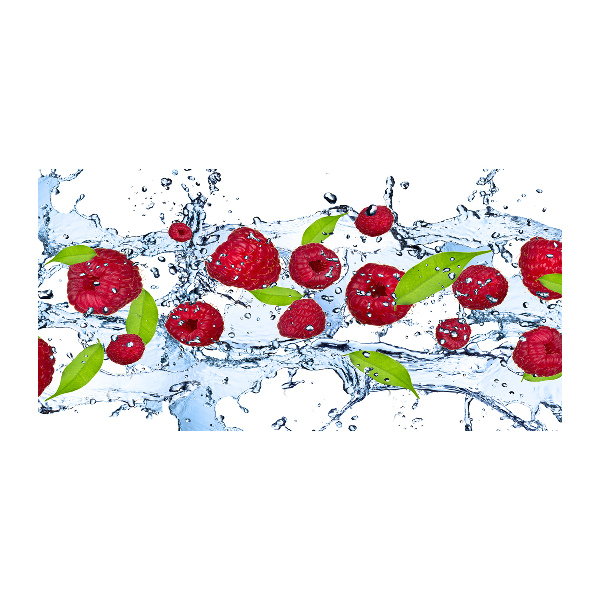 Foto glasbild Himbeeren und Wasser