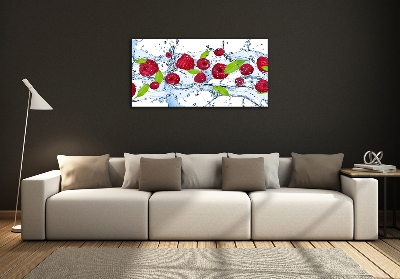 Foto glasbild Himbeeren und Wasser