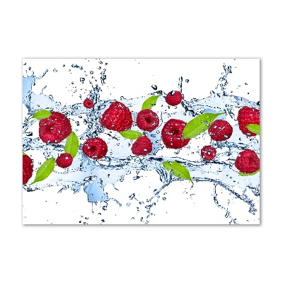 Foto glasbild Himbeeren und Wasser