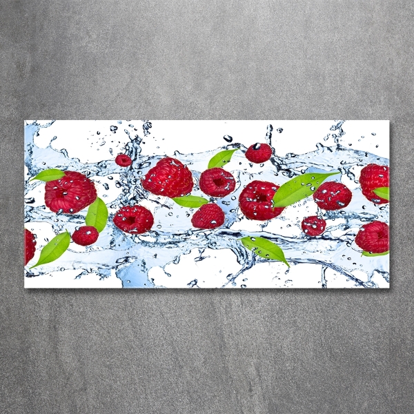 Foto glasbild Himbeeren und Wasser