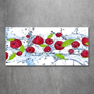 Foto glasbild Himbeeren und Wasser