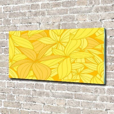 Bild auf glas Hintergrund mit gelben Blumen
