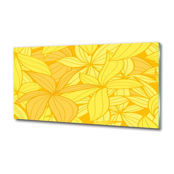 Bild auf glas Hintergrund mit gelben Blumen