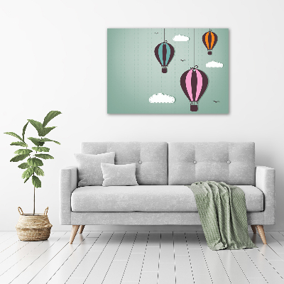Glasbild Fliegende Ballons
