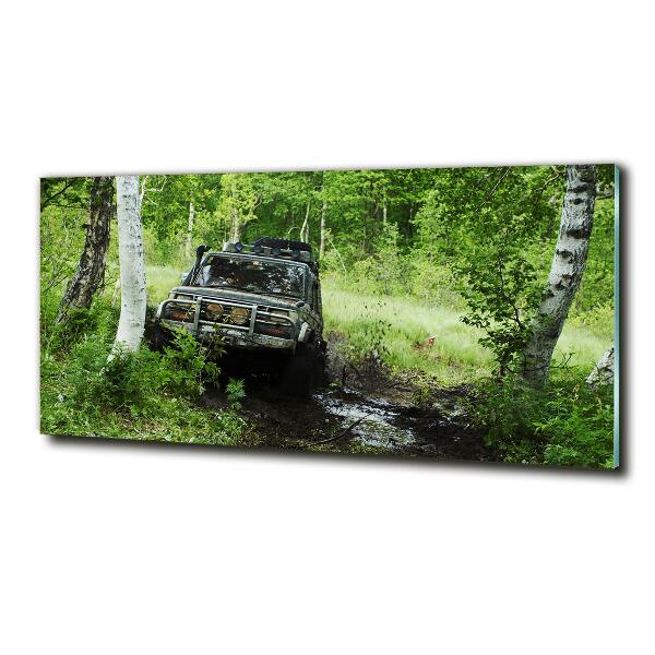 Foto glasbild Jeep im Wald