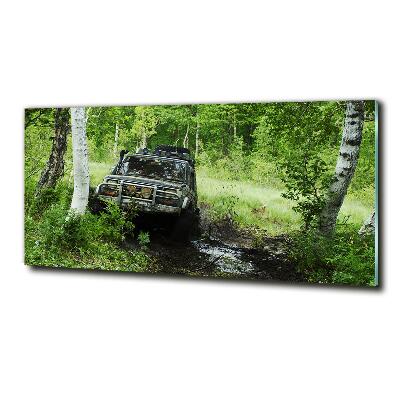 Foto glasbild Jeep im Wald