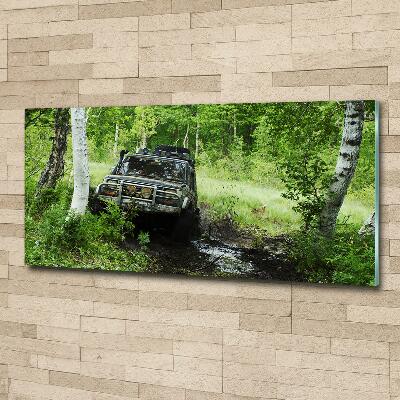 Foto glasbild Jeep im Wald