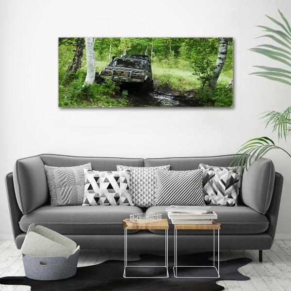 Foto glasbild Jeep im Wald