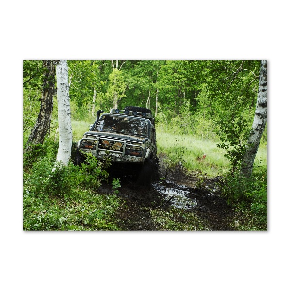 Foto glasbild Jeep im Wald