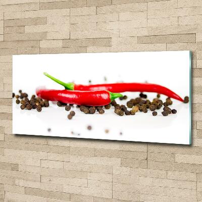 Glasbild Chili und Pfeffer