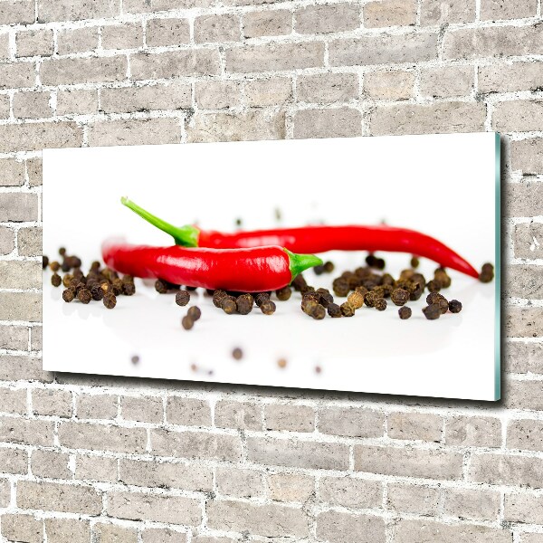 Glasbild Chili und Pfeffer