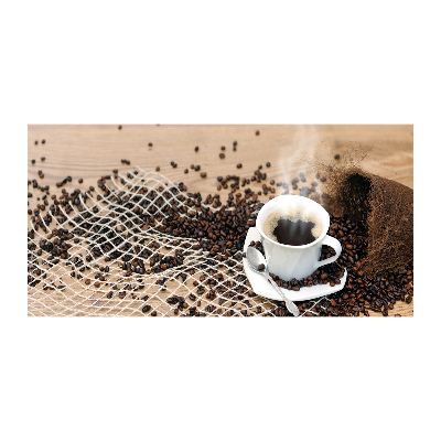 Glasbild Kaffee und Kaffeebohnen