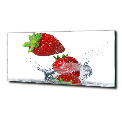 Bild auf glas Erdbeeren und Wasser
