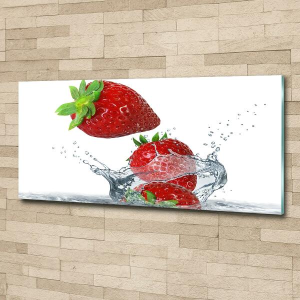 Bild auf glas Erdbeeren und Wasser