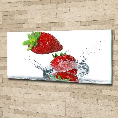 Bild auf glas Erdbeeren und Wasser