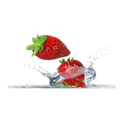 Bild auf glas Erdbeeren und Wasser
