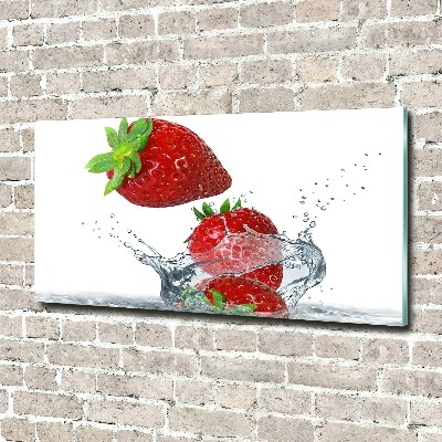 Bild auf glas Erdbeeren und Wasser