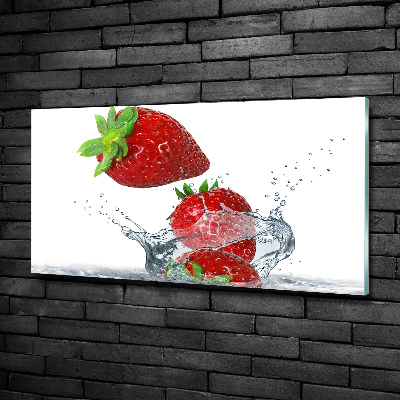 Bild auf glas Erdbeeren und Wasser