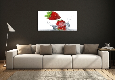 Bild auf glas Erdbeeren und Wasser