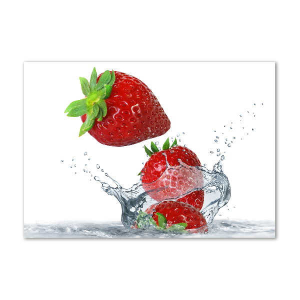 Bild auf glas Erdbeeren und Wasser