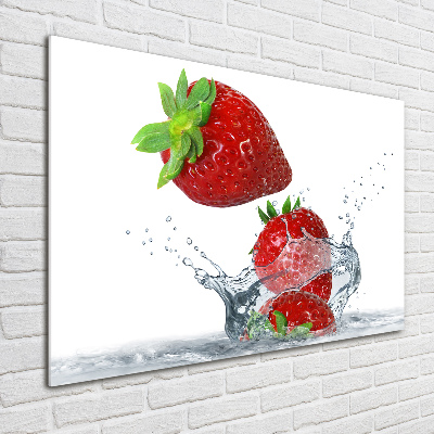 Bild auf glas Erdbeeren und Wasser