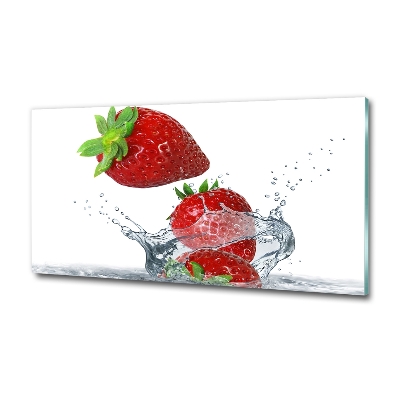 Bild auf glas Erdbeeren und Wasser