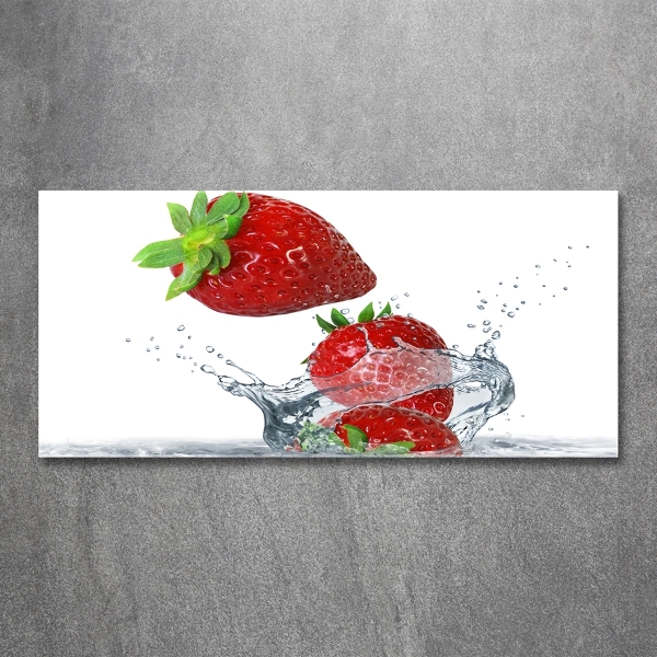 Bild auf glas Erdbeeren und Wasser